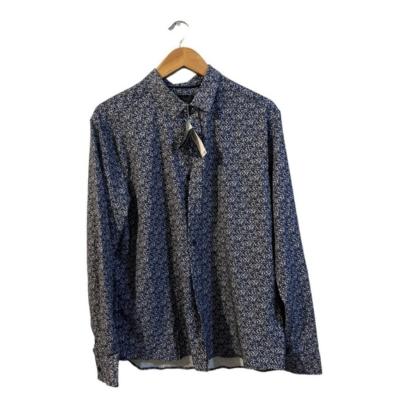 NWT Magaschoni Men's Printed Woven Button Down Shirt Style Size Large L - Picture 2 of 6